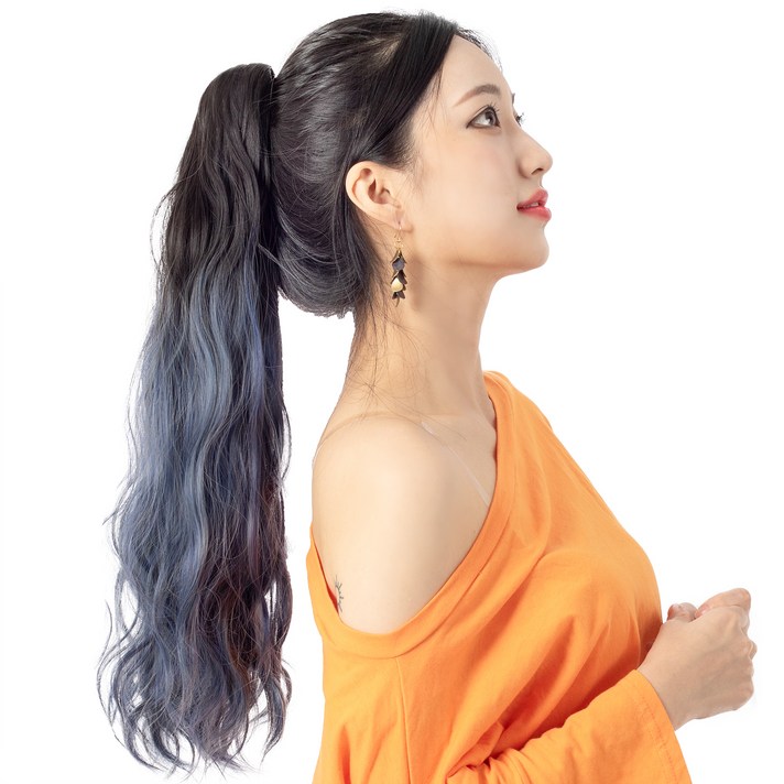 더비쥬 집게 포니테일 가발 M056, 블랙블루, 1개