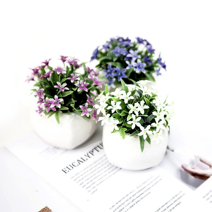 도시정원 조화 별꽃 소품 화분, 퍼플, 화이트, 핑크, 3개