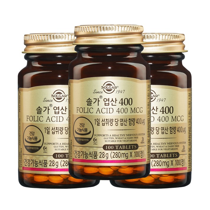 솔가 엽산 400, 100개입, 3개