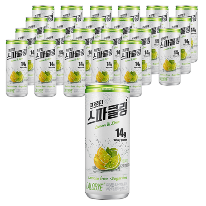 칼로바이 프로틴 스파클링 무설탕 단백질 보충제 레몬라임, 240ml, 24개