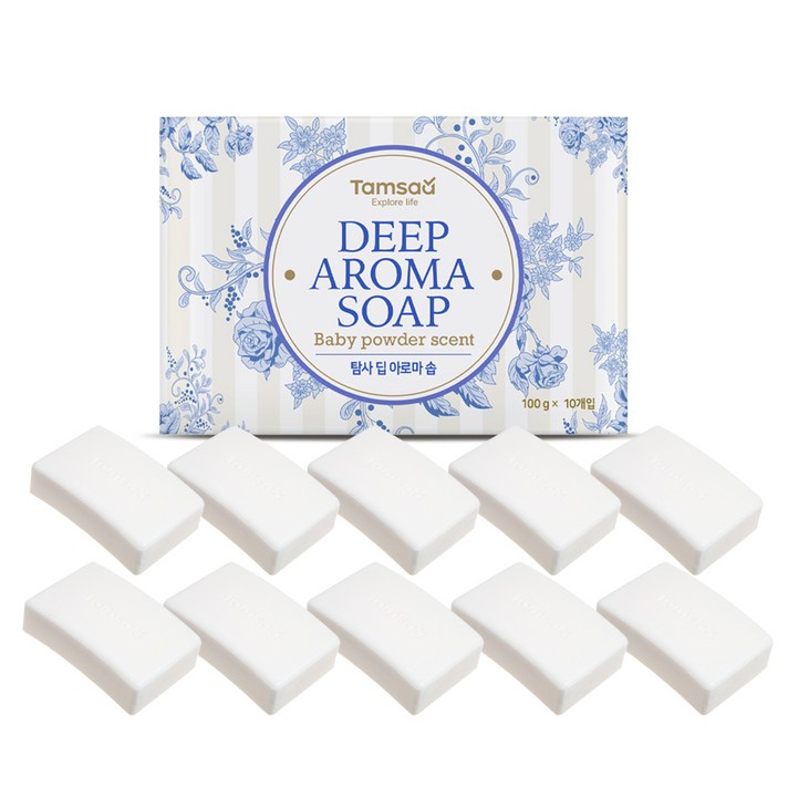 탐사 딥 아로마 솝 베이비 파우더 비누, 100g, 10개