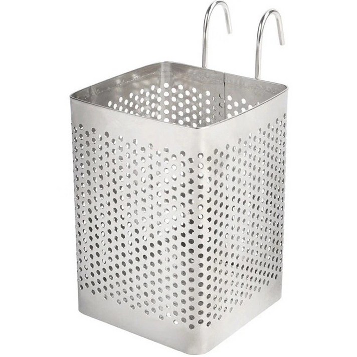 리얼브 걸이형 스테인리스 사각 수저통, 실버, 1개