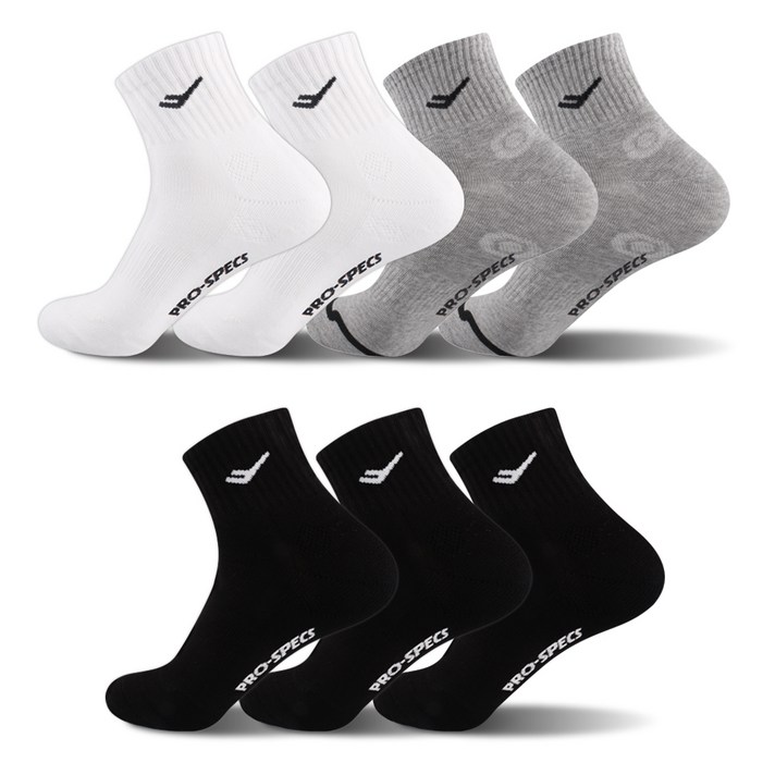 프로스펙스 남성용 스포츠 쿠션 중목 양말 A타입, 혼합 색상, 7개