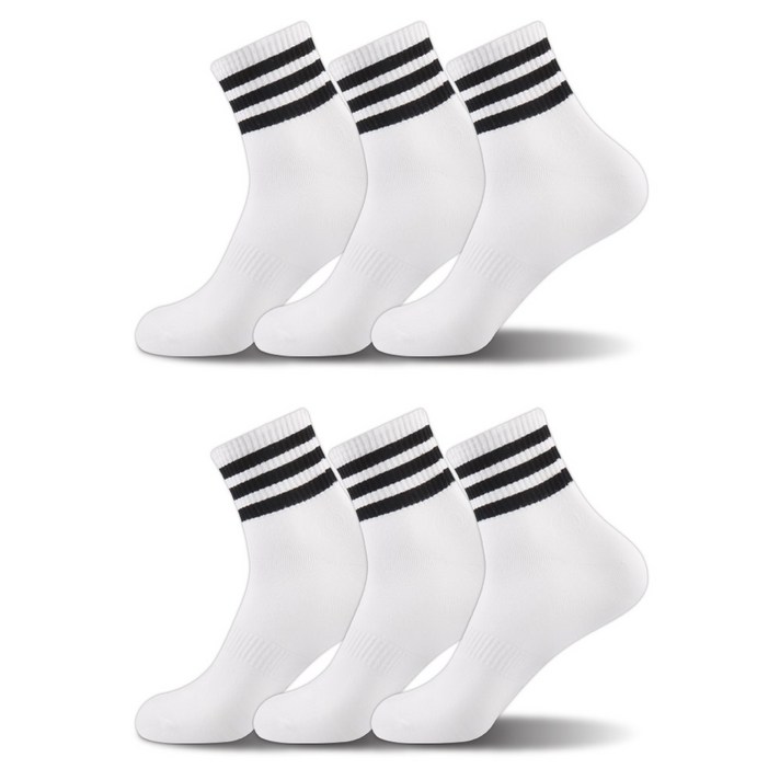 프로스펙스 남성용 스포츠 논쿠션 중목 양말 D타입 6p 세트, 화이트