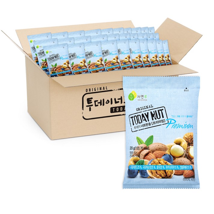 투데이넛 너트한줌 프리미엄, 20g, 100개입
