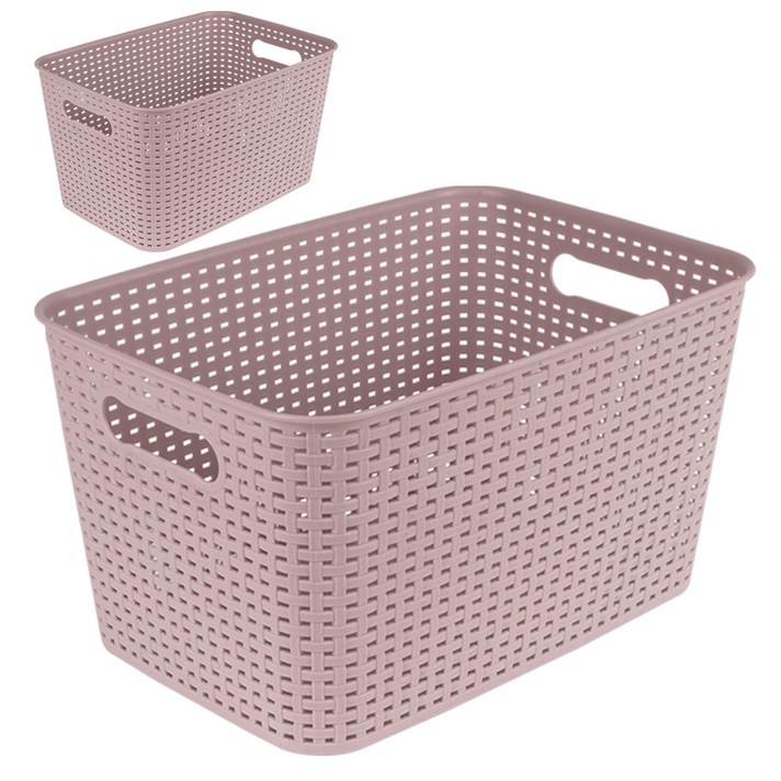 채움리빙 라탄 팬트리 수납 바구니 3호, 버건디, 2개