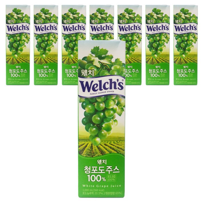 웰치스 청포도 주스 종이팩, 1L, 8개