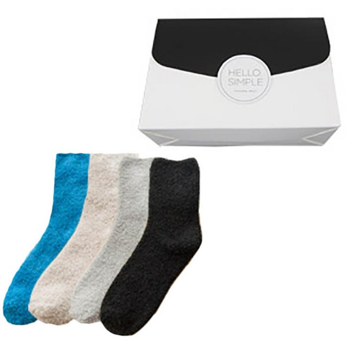 헬로심플 무지 수면양말 진한색 4족 + 선물박스