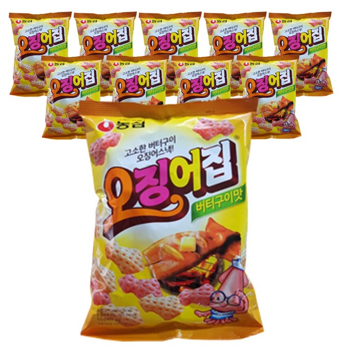 농심 오징어집 버터구이맛, 83g, 10개