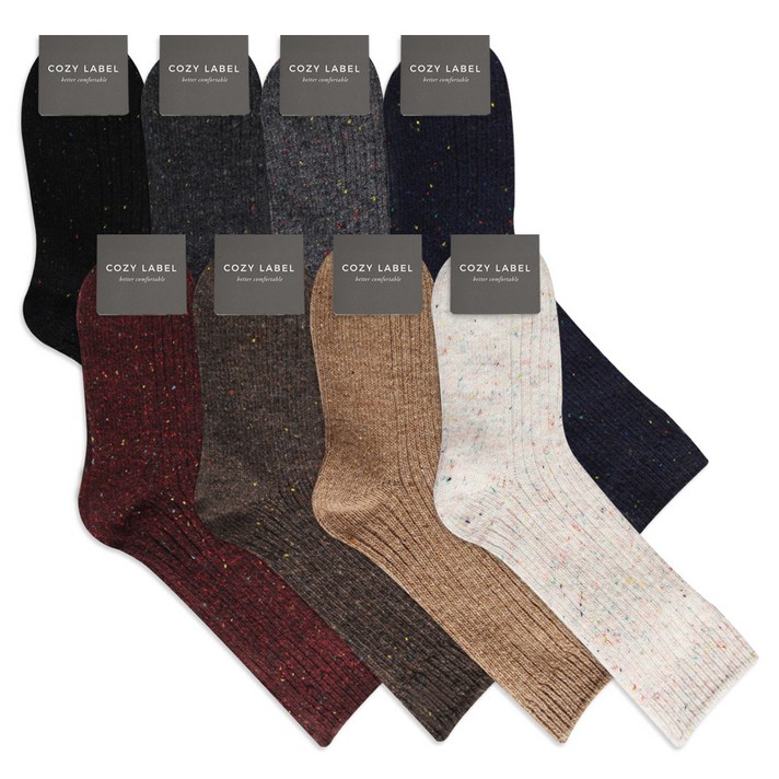 코지라벨 울 골지 겨울양말 8족 세트