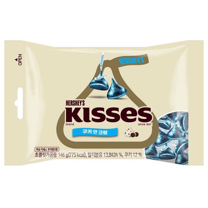 허쉬 키세스 쿠키앤크림 초콜릿, 146g, 10개