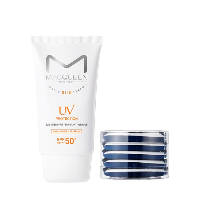 맥퀸뉴욕 UV 데일리 수분선크림 50g SPF 50+ PA+++ +루비셀 퍼프 5p SET, 1세트