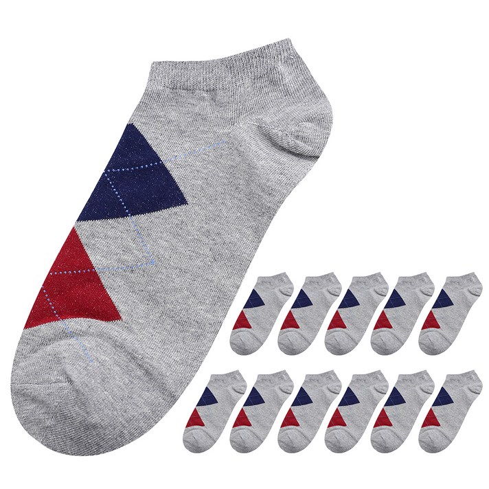 투투삭스 남성용 맨아가일 스니커즈 발목 양말 12켤레