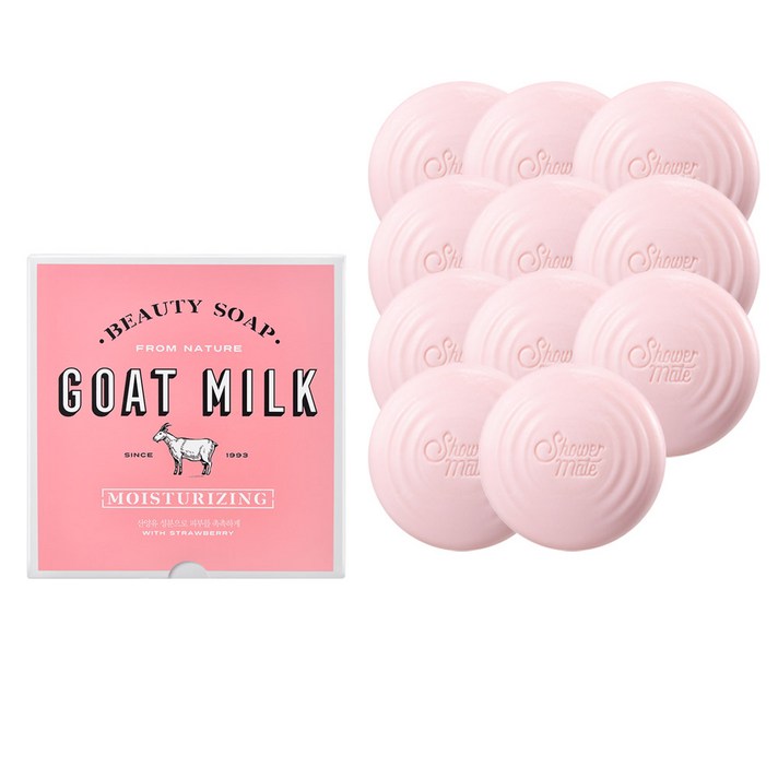 샤워메이트 산양유 딸기 비누, 90g, 12개