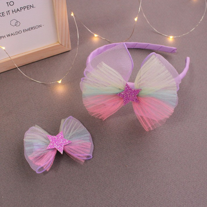 비단길 키즈 별리본 머리띠 + 집게핀 세트