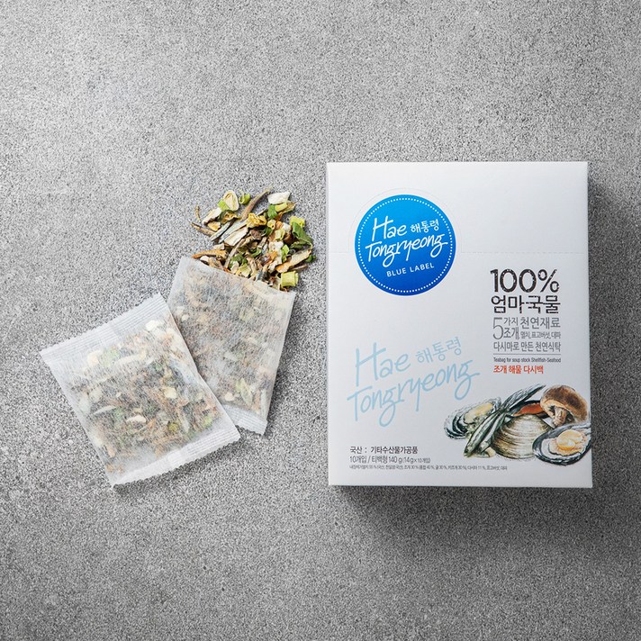 해통령 100% 엄마국물 조개해물다시백, 14g, 10봉