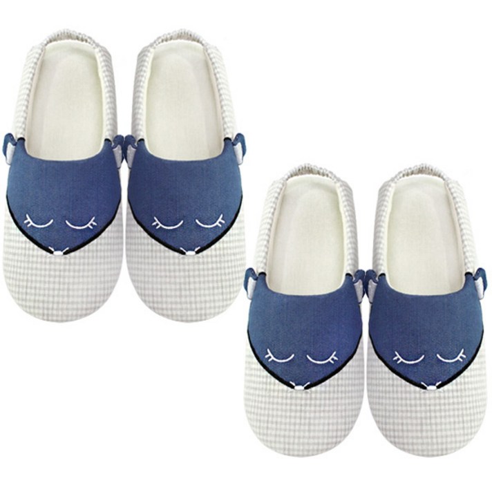 마우스 체크 덧신 실내화 2p, 그레이