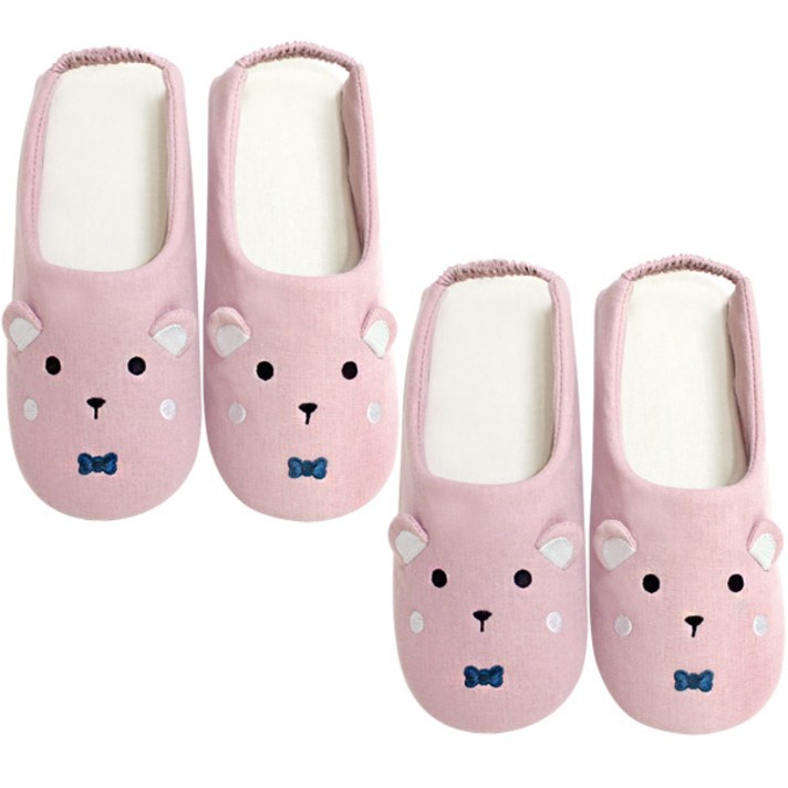 베어큐트 덧신 실내화 2p, 핑크