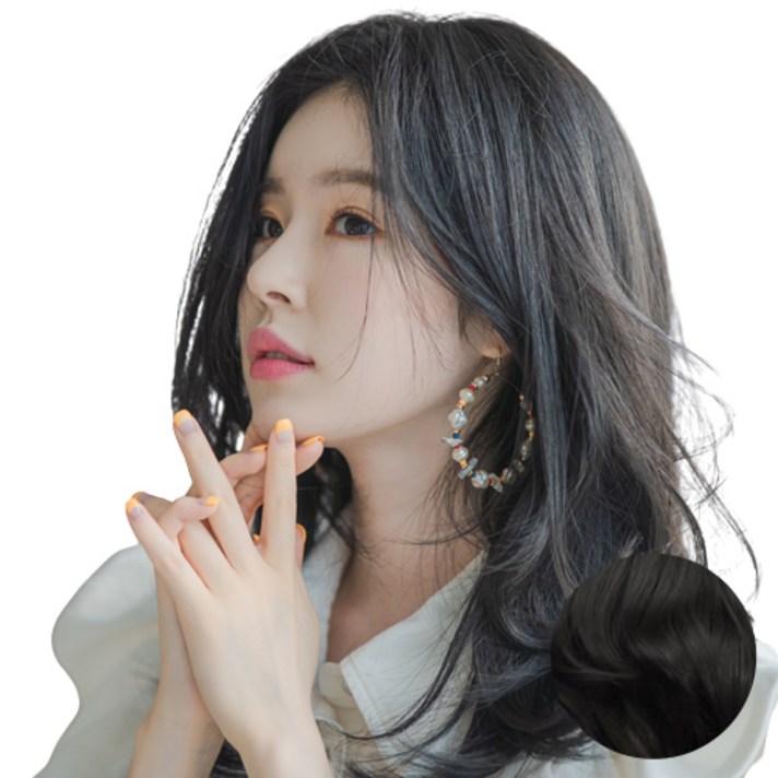 가발나라 여자 밀착스킨 에이프릴 붙임머리 5피스, 다크블랙, 1개