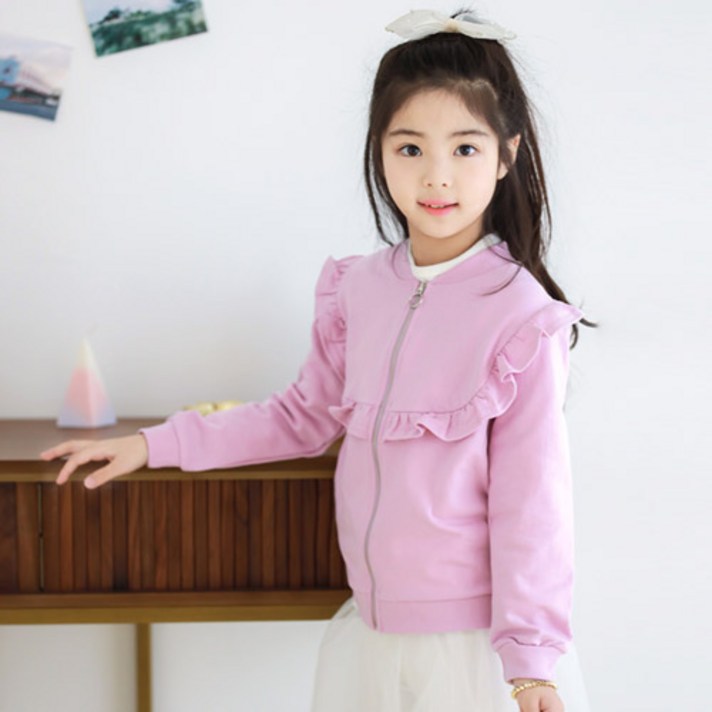 키즈레시피 여아용 프릴 집업자켓