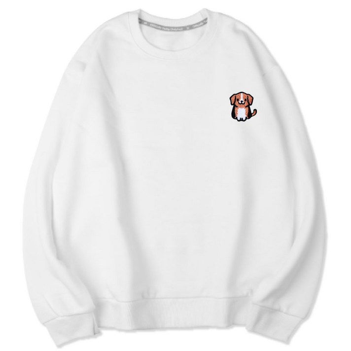 벤힛 댕댕패밀리 뭉키 자수 세미 오버핏 특양면 맨투맨