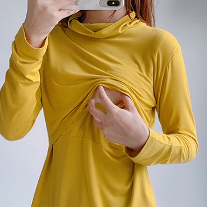 마켓에이 루즈넥라인 목폴라 수유티셔츠