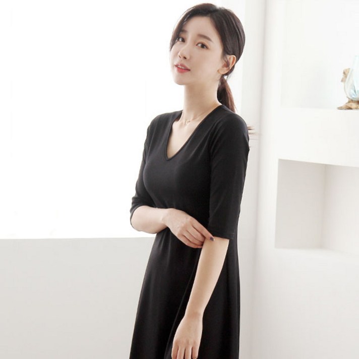 세이스타일 딜레브 소매 V넥 A롱 원피스 세이스타일 딜레브 소매 V넥 A롱 원피스