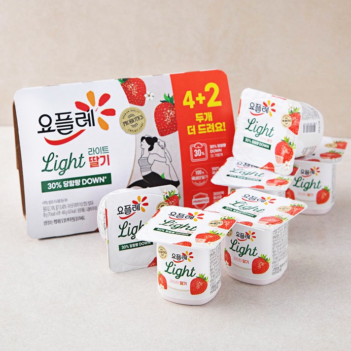 요플레 라이트 딸기 6개입, 480g, 1개