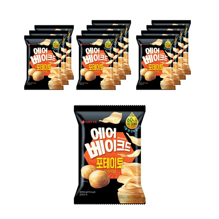 롯데제과 에어 베이크드 포테이토 오리지널, 50g, 12개