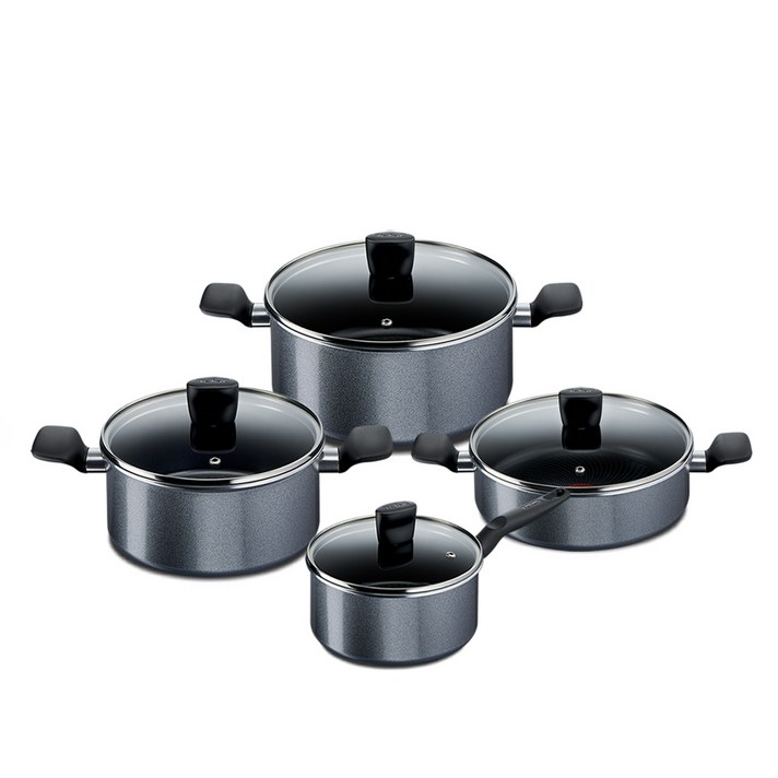 테팔 홈쿡 인덕션 냄비 4종세트, 그레이, 편수 16cm + 양수 20cm + 24cm + 전골 24cm