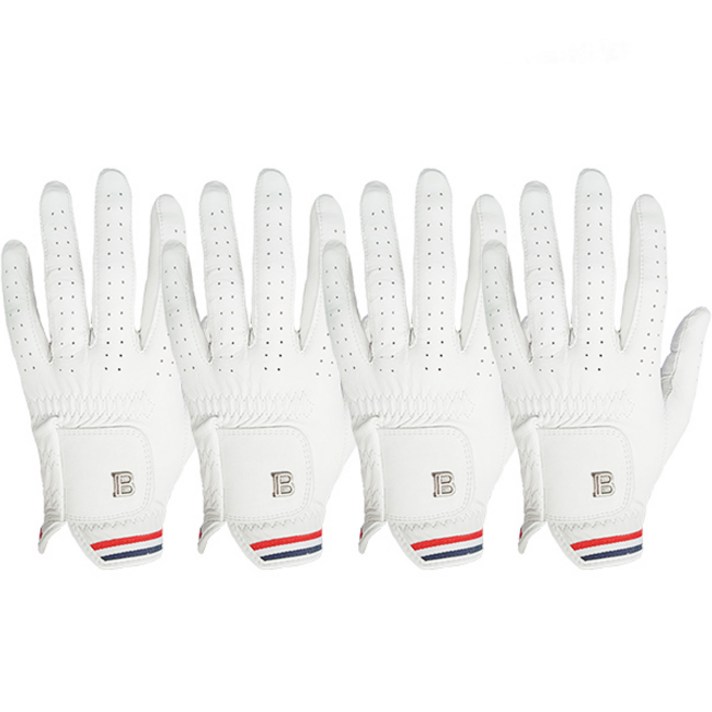 브렌스 남성용 올양피 시그니처 골프장갑 왼손용 4p, 화이트
