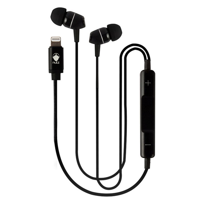 너츠 아이폰 8핀 라이트닝 이어폰, 블랙, NE04