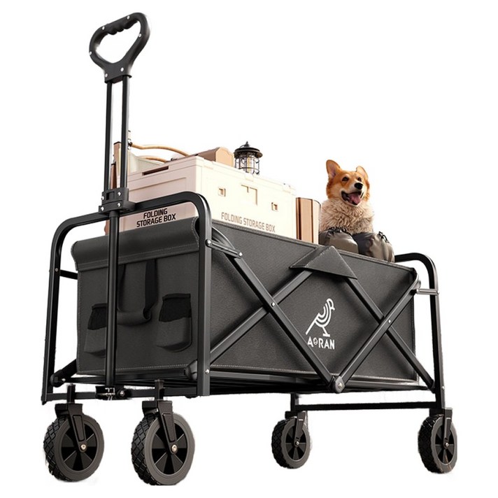 아오란 다기능 접이식 캠핑웨건, 1개, 검은색