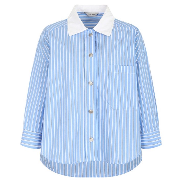 더아이잗 테이프 배색 스트라이프 블라우스 IP4M0BL781