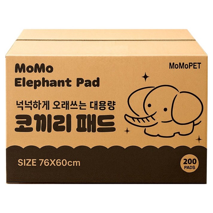 MOMOPET 강아지 코끼리 배변패드 레몬향, 1개, 200개입