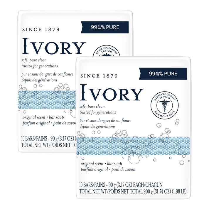 [쿠팡 직수입] 아이보리 오리지널 화장비누, 90g, 20개