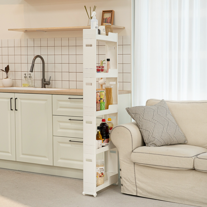  코멧 5단 이동식 틈새 선반, 화이트, 1개 