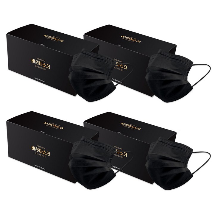 바른 일회용 마스크 블랙, 50개입, 4개