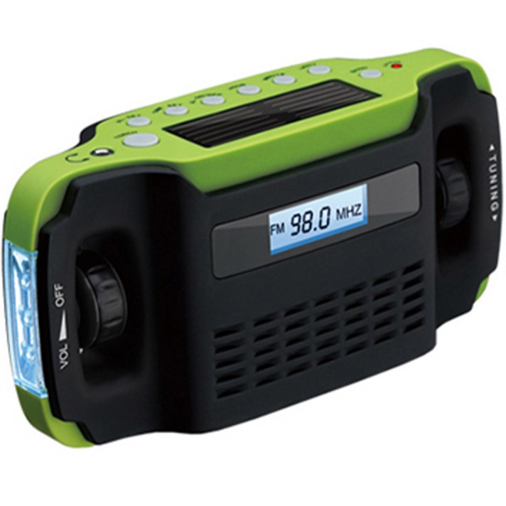 7in1 자가발전 태양광 라디오 랜턴, 그린