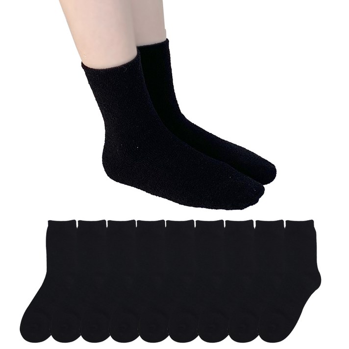 이지레그 여성용 소프트포근 무지 수면양말 10켤레 블랙