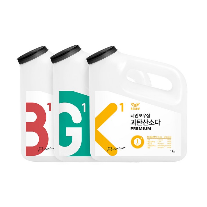  레인보우샵 왕톡톡이 삼총사 구연산 베이직 1kg + 베이킹소다 프리미엄 1kg + 과탄산소다 프리미엄 1kg, 1세트 