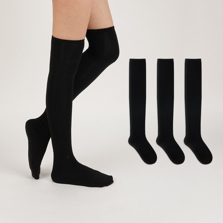 노디자인 여성용 무지 오버 니하이삭스 4p