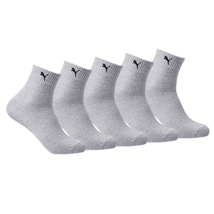 푸마 남성용 이중쿠션 쿼터 단목 스포츠 양말 5족 PUE31013C, GREY