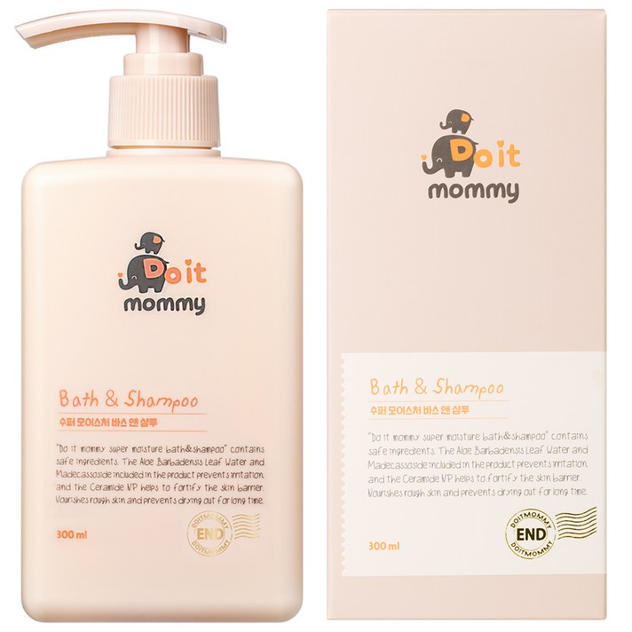 두잇마미 수퍼 모이스처 바스 앤 샴푸 유아올인원워시, 300ml, 1개