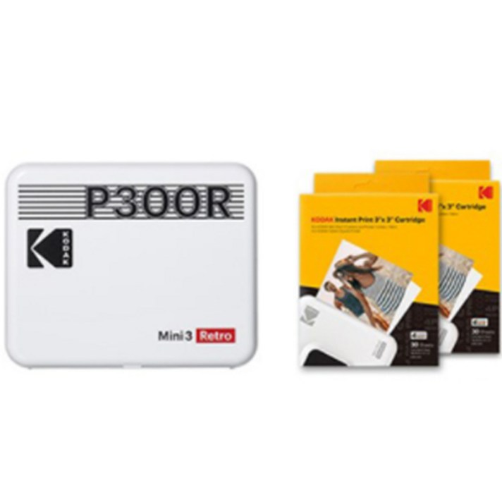 코닥 미니 3 레트로 번들 휴대용 포토프린터 카트리지 60p white, P300R(화이트)