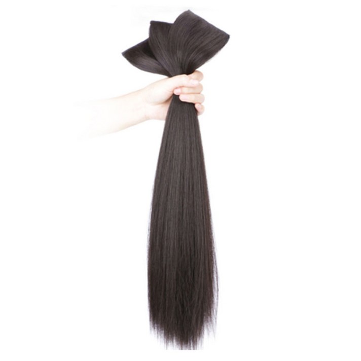  뿌이뿌이가발 붙임머리 부분 생머리 피스가발 60cm, 다크브라운, 3개 