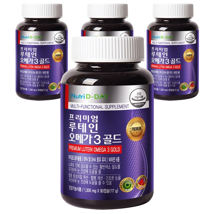 뉴트리디데이 프리미엄 루테인 오메가3골드 3개월분, 90캡슐, 4개