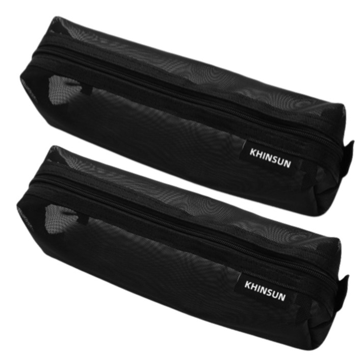 헤이조이 심플 메쉬 필통, 블랙, 2개