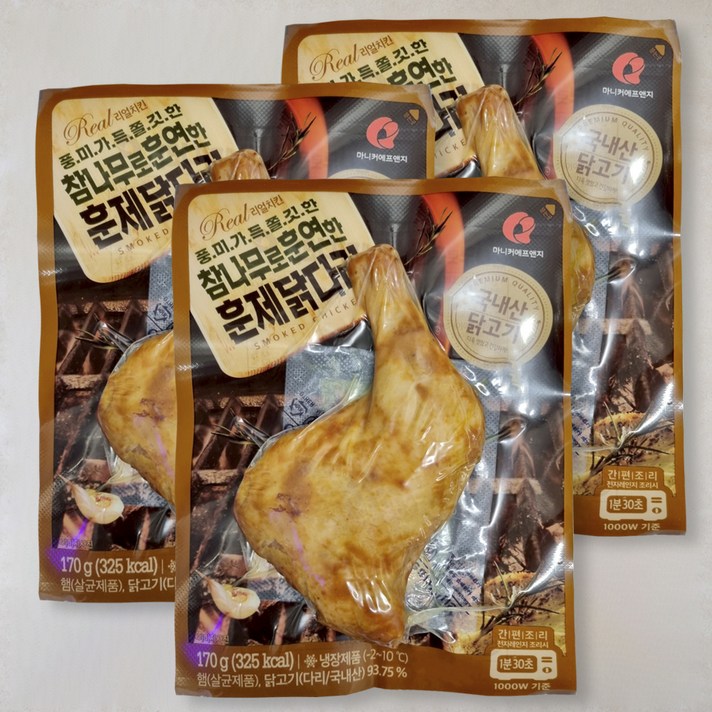  마니커에프앤지 참나무로 훈연한 훈제닭다리, 170g, 3개 