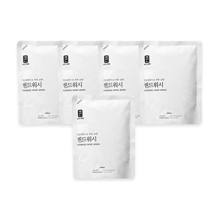 생활공작소 핸드워시 파우더향 리필용, 400ml, 5개